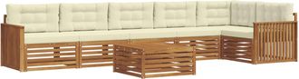 vidaXL Conjunto De Sof&aacute;s De Exterior 7 Uds. Natural Y Crema Vidaxl