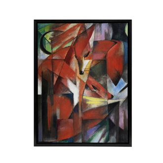 Artery8 The Foxes Colourful Abstract Franz Marc Vintage Framed Canvas Wall Art | Size: W24 x H32