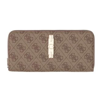 Guess Yvonne Grote Portemonnee - Dames - Portefeuilles - Beige - ONE Size - Leer - Accessoires