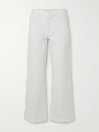 Mother Jeans A Gamba Dritta E Vita Media Patch Pocket Maven Ankle - Bianco