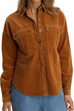 Xcvi Smithson Corduroy Shacket In Maple Glaze Pigment