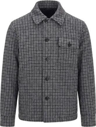 Moncler Norfol Wolmix Donshepherdjack - Heren - Gewatteerde jassen - Grijs - L - Wol - Jassen