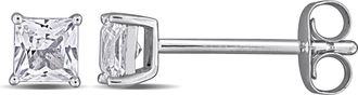 Mimi & Max Square Cut Created White Sapphire Stud Earrings in 10k White Gold