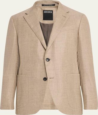 Ermenegildo Zegna Mens Patch-Pocket Melange Single-Breasted Sport Coat