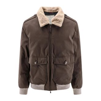 Brunello Cucinelli Gewatteerde Bomberjack - Heren - Bomber jackets - Bruin - XL - Katoen - Jassen