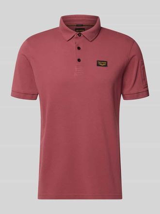 PME Legend Slim Fit Poloshirt mit Logo-Patch in Rostrot, Gr&ouml;&szlig;e XXXL