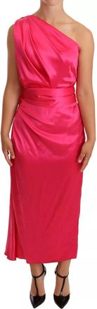Dolce & Gabbana Pink Sheath Silk Bow Open Shoulder Womens Dress (Pre-Owned)