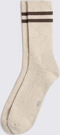 Moss Oatmeal Melange Chocolate Stripe Socks