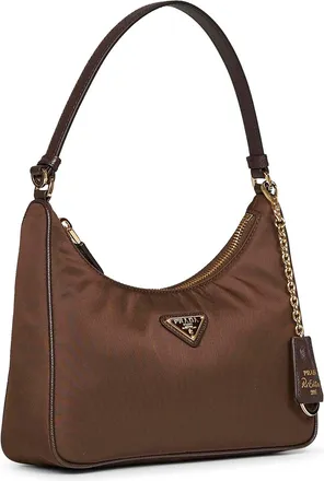 Prada Womens Mini Shoulder Bag Burnt Brown Recycled Polyamide