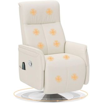HOMCOM Homcom - Massage Reclining Chair with Adjustable Backrest, Cream White