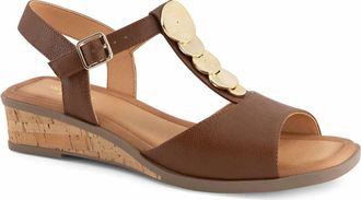 Andrea Womens T-Bar Comfort Sandals In Brown