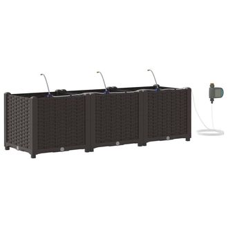 Berkfield Home Garden Planters with Water Irrigation System 3 pcs Brown