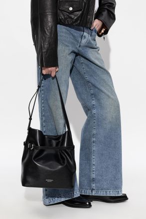 Emporio Armani Leather Shoulder Bag, Womens, Black