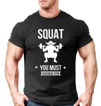 Generic Squat You Must BE Cartoon T-Shirt Workout Gym Lover Bodybuilding Weightlifting Motivation Funny Kids Adult Unsiex Top (Black, 2XL)