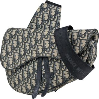 Dior Beige Black Canvas Leather Fanny Pack Saddle Bag (Pre-Owned)