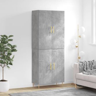 vidaXL Vidaxl - Aparador Alto Madera Contrachapada Gris Hormig&oacute;n 69,5x34x180 Cm