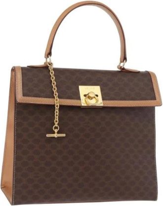 Celine Pre-owned Macadam Canvas Hand Bag - Dames - Vintage Handtas - Bruin - ONE Size - Leer - Vintage