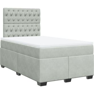 vidaXL Box Spring Bed with Mattress Light Grey 120x200 cm Velvet Vidaxl