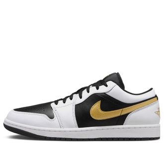Nike Jordan Air Jordan 1 Low White Black Metallic Gold Swoosh 553558-172