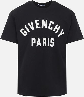 Givenchy Mens Givenchy Paris Logo Embroidered T-Shirt in Black - Size: 36