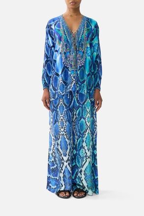Camilla Lace Up Blouse in The Sapphire Serpent at Nordstrom, Size Xx-Small L Au