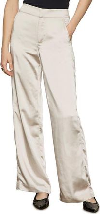 Sanctuary Modern Satin Mid Rise Pants in Silver Grey at Nordstrom, Size 26