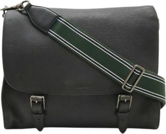 Gucci Pre-owned Leather Messenger Bag Black - Heren - Vintage Schoudertas - Zwart - ONE Size - Leer - Vintage