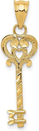 Diamond2Deal 14k Yellow Gold Diamond-cut Key Pendant