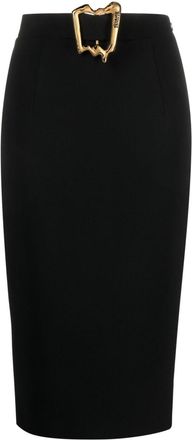 Moschino buckle-detail skirt - women - Polyester/Acetate/Silk/Elastane - 40 - Black