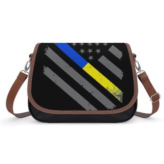 Generic Blue Yellow Line Flag U.S. Fashion Womens Crossbody Bags Novelty Handbag Shoulder Bag Purse