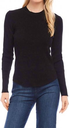 Karen Kane Ribbed Crewneck Sweater In Black