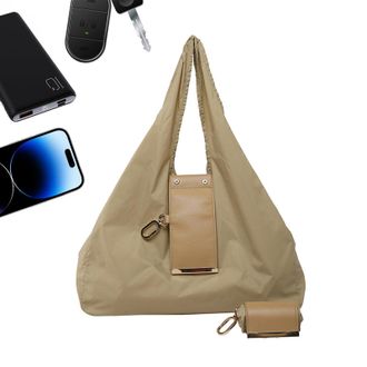 Generic Tote Bag | Foldable Pouch Trendy,Folding Handbag Keyring Shopping Bag | for Students Teachers Travel Outdoor School Shopping Office Work Beach Picnic 