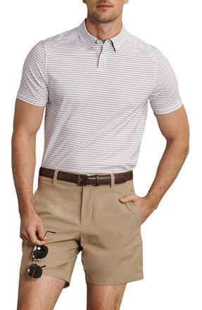 Rhone Commuter Stripe Slim Fit Performance Polo in White/Navy Pinstripe at Nordstrom, Size Xx-Large