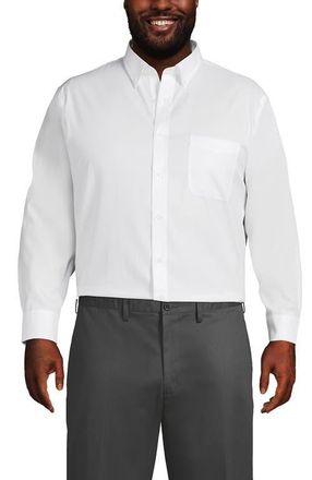 Lands End Traditional Fit Solid No Iron Supima Pinpoint Buttondown Collar Dress Shirt in White at Nordstrom, Size 16.5 - 34