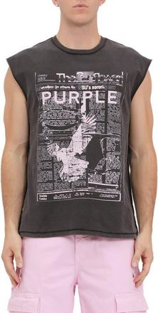 Purple Textured Jersey Sleeveless Graphic T-Shirt in Black at Nordstrom, Size Xx-Large