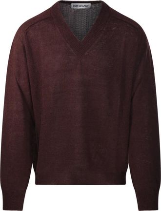 Our Legacy Rue V-neck Sweater - Heren - V-hals truien - Bruin - XL - Linnen - Truien & Vesten