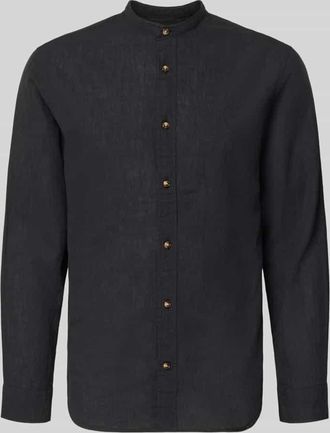 Jack & Jones Jack & Jones Regular Fit Freizeithemd aus Baumwoll-Leinen-Mix in Black, Gr&ouml;&szlig;e XXL