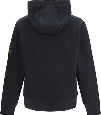 Moose Knuckles Mens Hartsfield Gold Series Zip Up Hoodie Black Cotton Sweatshirts Sweater