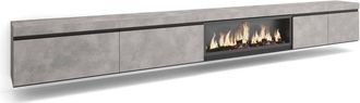 Skraut Home Mueble tv efecto madera cemento 368x35x45cm chimenea efecto fuego