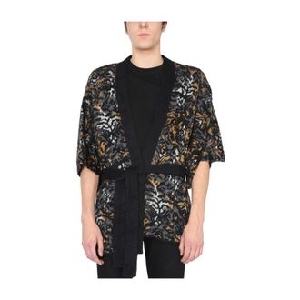 Saint Laurent Cardigans, male, Multicolor, Size: XS Straight Neck With Contrasti