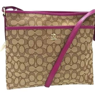 Coach Pre-owned Cross Body Bags, female, Beige, Size: ONE SIZE Pre-owned Canvas Shoulder Bag