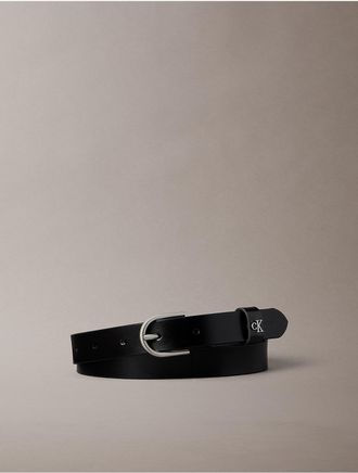 Calvin Klein Womens Monogram Rounded Buckle Belt - Black - 70