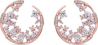 Luxenter Brilliant Zirconia oorbellen afgewerkt in 18 karaat ros&eacute;goud - Elhan