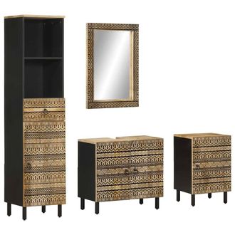 Berkfield Home 4 Piece Bathroom Furniture Set Solid Wood Mango in Brown