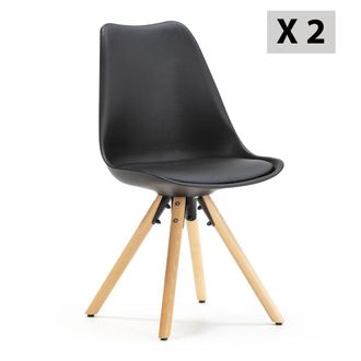 HOMN Set de 2 sillas comedor estilo n&oacute;rdico negro, 54 x 49 x 84 cm