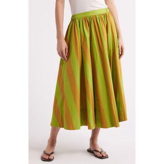 Free People Lowen Stripe Cotton Midi Skirt in Retro Combo at Nordstrom, Size X-Large