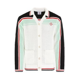 Casablanca Cardigans, male, White, L, Crochet Shirt for Men