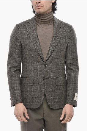 Corneliani CC COLLECTION District Check Virgin Wool Jacket With Flap Po size 48