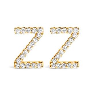 House of Brilliance 10K Gold 1/10 Cttw Diamond Initial A to Z Stud Earring in Yellow Gold | Z at Nordstrom