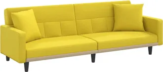 vidaXL Sof&aacute; Cama Con Cojines Tela Amarillo Claro Vidaxl